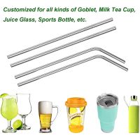 304 Stainless Steel Drinking Straw Reusable Drinking Straw Set with Cleaner Brush Wedding Party Bar Dining Accessories Specialty Glassware