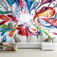 Custom 3D Mural Wallpaper For Wall Modern Art Creative Colorful Floral Abstract Line Painting Wall Paper For Living Room Bedroom