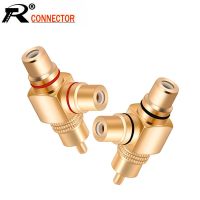 2Pcs/1Pair High Quality  Plated RCA Male To 2 Female RCA Splitter Adapter AV Video Audio T Plug RCA 3 Way Plug R Connector