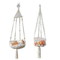 Swing,Handmade Woven Macrame Hanging Fruit Basket with Tassel Cat Sleeping Playing Hammock Swing Net Plant Holder Hanger