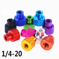 1Pcs 1/4-20 Colourful Aluminium Alloy Thumb Nuts Through Hole Aluminum Frame Hand Tighten Flange Nut Step Knurled Thumb Nut Nails  Screws Fasteners