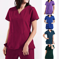 ผู้หญิง Workwear Scrub ชุดเสื้อด้านล่าง Uniform Surgial ชุดแขนสั้นทันตกรรม Clinic Shop Doctor พยาบาลเสื้อผ้า...