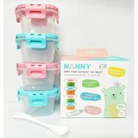 NANNY FEED CONTAINER SET-SPOON แนนนี่กล่องอาหารสำหรับเด็ก 5 ออนซ์ 4 กล่อง+ช้อน 1 คัน