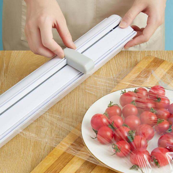 Food Wrap Dispenser with Slide Cutter Kitchen Cling Film Cutter Lazada