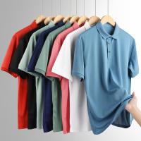 Summer Short-Sleeved T-Shirt Mens Fashion Lapel Polo Shirt Mens Ice Silk Breathable Thin T-Shirt Solid Color Top Mens Clothing