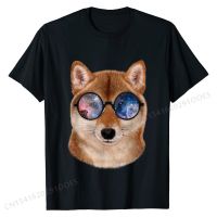 Shiba Inu in Retro Galaxy Glass, Japanese Dog T-Shirt Family Cotton Mens Tops Shirts Summer Hot Sale T Shirt