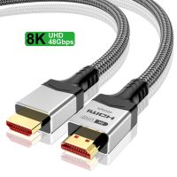 สายเคเบิลที่รองรับ HDMI 8K คุณภาพสูง48Gbps ความเร็ว8K 60Hz 4K 120Hz HDR เอชดีวิดิโอเคเบิลเฉียบเข้ากันได้กับ HDMI สายลำโพง HIFI