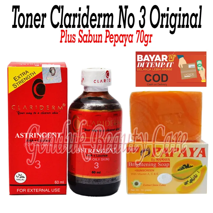 Clariderm Astringent Alkohol No 3 Original Plus Sabun 70gr Original