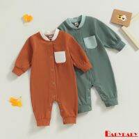 Babybaby- ชุดจั๊มสูท กระดุม แขนยาว สีตัดกัน สําหรับเด็กผู้ชาย