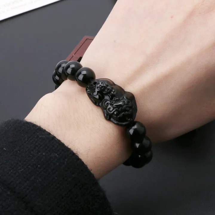 Gelang Obsidian Batu Hitam Feng Shui, Gelang Xiu Kekayaan Pi, Menarik