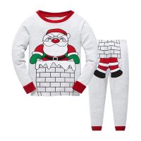 [COD] Boys and children European spring autumn Claus long-sleeved top long two-piece home service childrens ins