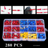 ขั้วต่อสายไฟหุ้มฉนวนคละ 280 ชิ้น Assorted Crimp Spade Terminal Insulated Electrical Wire Cable Connector Kit Set