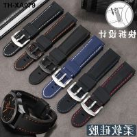 silicone watch strap substitute black universal rubber male