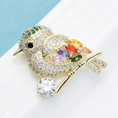 Wuli&amp;baby Multicolor Bird Brooches For Women Unisex Top Quality Shining Bird Animal Party Office Brooch Pin Gifts