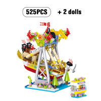 City Mini Playground Carousel Pirate Ship DIY Building Blocks Ferris Wheel Coaster Figures Friends Bricks Toys for Children Gift