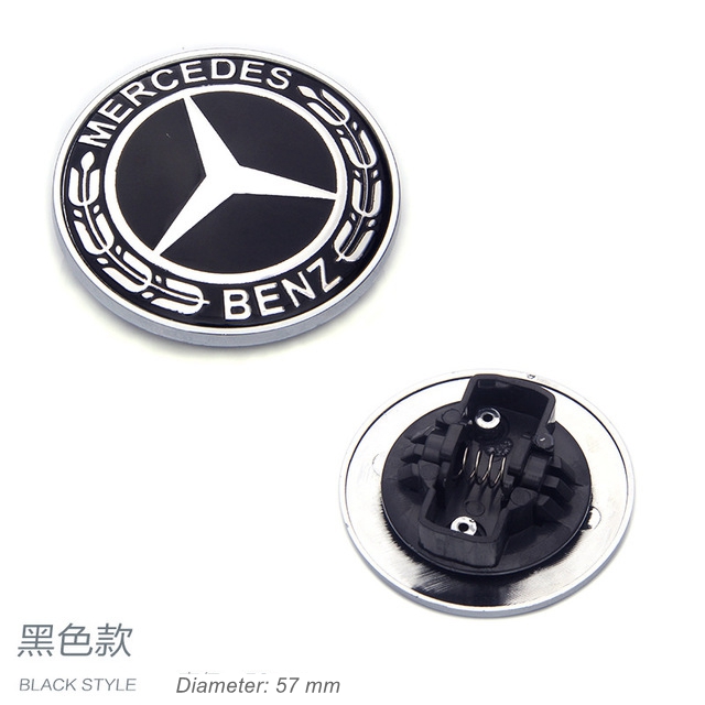 Black Steering Wheel Decal Sticker+Multimedia Control Decal Sticker for Mercedes Benz C E SL Class Decoration Mercedes Benz Logo Metal Flat Vehicle Hood Star Emblem Badge