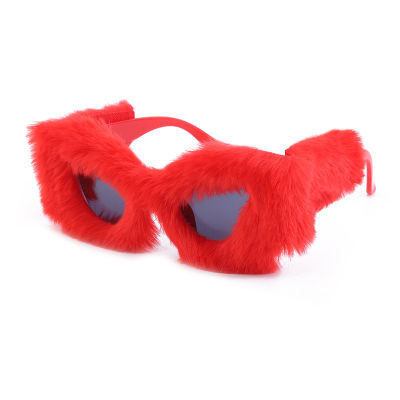 Faux Eye-catching Eyewear Prop In Wild Fashion Covered Glasses Fur Luxury Sunglasses Womens Cat