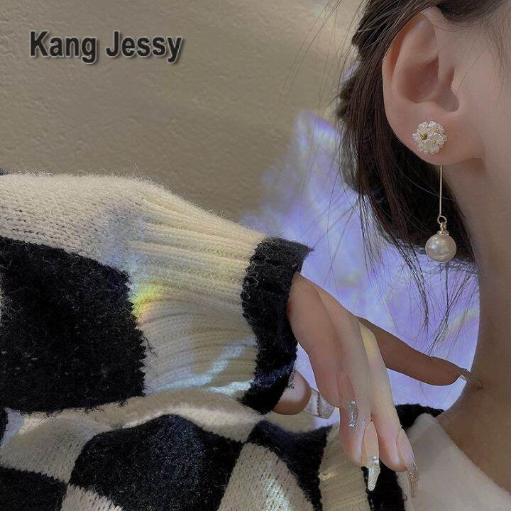 kang-jessy-ต่างหูมุกลายดอกไม้ยาวสุดนางฟ้าสำหรับผู้หญิง-s925-ต่างหูพู่พู่สไตล์โมริเข็มเงินเครื่องประดับสดและหวาน