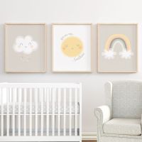 การ์ตูน Rainbow Sun Cloud Nursery Wall Art ภาพวาดผ้าใบ Nordic โปสเตอร์และพิมพ์สำหรับเด็กทารก Room Decor