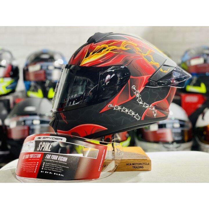 SPYDER NEO SPIKE Full-face Single Visor Helmet FUEGO Free Clear Spoiler ...