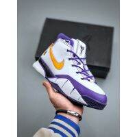 RT 2023 HOT Original✅ NK* K0be 1 Protro Shock Absorbing Breathable MenS Basketball Shoes Outdoor Sports Shoes White Purple （Free Shipping）