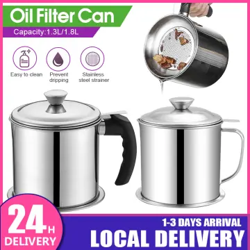 Residue Filter Oiler, Bacon Grease Saver With Strainer, Stainless Steel Oil  Filter Pot For Home Use, Stainless Steel Oil Filter Pot With Lid And Filter  Net, Oil Bottle Filter, Kitchen Oil Bottle