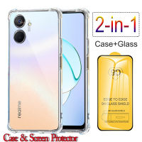 เคส, กระจกนิรภัยและเคส tpu อ่อนสำหรับ realme 10 ฝาครอบโทรศัพท์ซิลิกอนโปร่งใสสำหรับ realmi 10 funda กันชน realme10 อุปกรณ์ป้องกันหน้าจอ realme 10 pro-EDJLK STORE