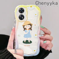 เคส Chenyyyka สำหรับ OPPO Reno 8 T 5G Reno8 T A1 Pro Reno 8 5G Reno 8 Pro 5G เคสลายการ์ตูนในฤดูร้อนที่น่ารักเด็กผู้หญิงตัวเล็กเคสใสมีขอบโค้งเนื้อครีมใสฝาครอบป้องกันเคสมือถือ