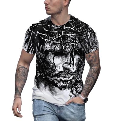 Jesus Christ 3D Printed New T Shirt For Men Short Sleeved Oversized Christians Like Streetwear Tops Large Size Hot Sale Tees