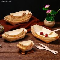 ❈✘☄ 50Pcs Sushi Shushi Wood Boat Natural Bamboo Disposable Kayak Salad Dessert Pine Cake Boat Snack Bowl Mat Sushi Plate Tray