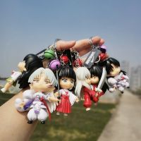 1pc Random Key Ring Inuyasha Keychain Cartoon Anime Figure Sesshoumaru Kikyō Action Figures Bag Pendant Anime Accessories Gifts