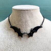 【cw】 Goth Bat Pendant Choker Necklace Witchy Best New Fashion Jewelry