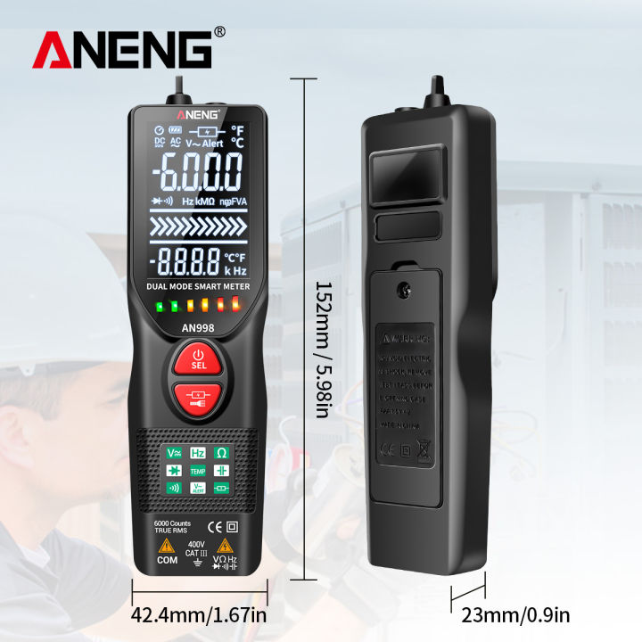 aneng-intelligent-digital-multimeter-fully-automatic-non-contact-tester-digital-ncv-tester-va-display-for-ac-direct-current-voltage-ncv-capacitance-diode-continuity-resistance-frequency-temperature-ne