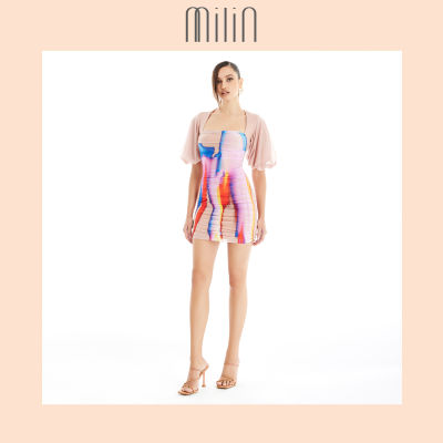 [MILIN] Ruched puff sleeves body conscious mini dress เดรสสั้นแต่งรูดแขนพองทรงพอดีตัว / Stout Dress