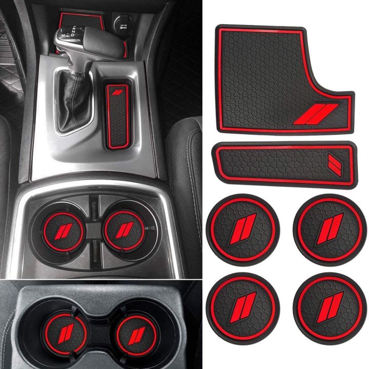 dvvbgfrdt-6pcs-car-water-cup-holders-latex-anti-dust-mat-non-slip-door-slot-pad-mat-interior-for-dodge-charger-2015-2021