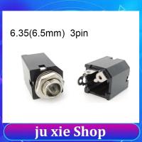 JuXie store 2pc PJ-612A 3Pin 6.35mm 6.5 mono Female power Jack Panel Mount Solder Nut Headphone Connector Socket 1/4 inch Audio Microphone