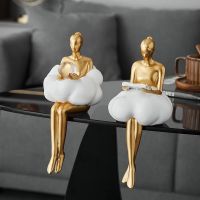 Nordic Style Creative Girl Desktop Ornaments Living Room Decoration Room Decors Aesthetic Resin Figurines Office Decoration Gift
