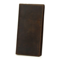 Men Crazy Horse Leather Wallet Long Leather Clutch Purse Male Vintage Coin Bags Wallet