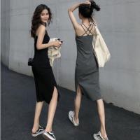 COD SDFGERTYTRRT GF Mid-length Sling Dress Female Sleeveless Suspender Bottoming Split Long Dress