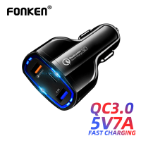 ?Gratis Ongkir + ปลาค็อด?ชาร์จเร็ว QC3.0อะแดปเตอร์ชาร์จในรถยนต์โทรศัพท์ในรถยนต์ USB คู่