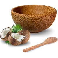 Coconut Bowl Coconut Fiber Bowl and Spoon Wooden Salad Bowl Coconut Wood Vegan Bowls with Spoon