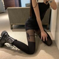 Goth Cool Stitching Over The Knee Fake High Dark Black Silk Socks y Jk Pantyhose Women Printed Tights Stockings