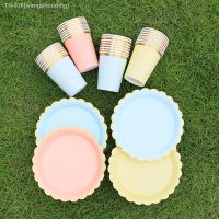 ■✳┋ Disposable Paper Plate Lace Cups Hot Stamping Lace Dessert Paper Plates Tableware Wedding Happy Birthday Party Supplies