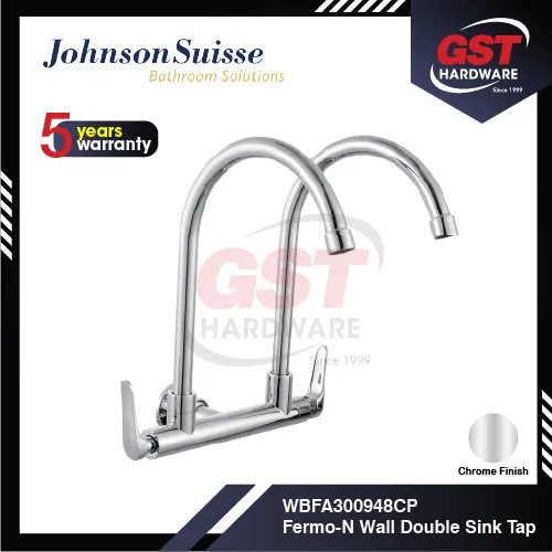 Johnson Suisse FermoN 1/2" WallMounted Double Sink Tap (Round Spout