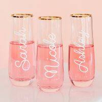 Personalized Bridal Party Gift Stemless Champagne Glass Valentines Day Decor Glasses Wedding Favor Bridesmaid Champagne Flutes