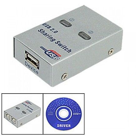 ZT 2 Port Auto USB 2.0 Selector Switch Printer Flash Driver Mouse Sharing Switcher Hotkey Software Control(INTL)