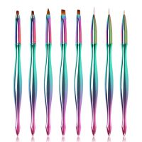 8Pcs Nail Art Brush Design Tip Painting Drawing Carving Dotting Pen Flat Fan Liner Acrylic Gel UV Polish Tool Nail Pen