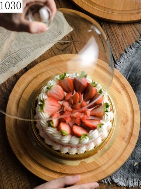จานขนมหวานเค้กไม้รูปโดมสำหรับใส่อาหารถาดเสิร์ฟขนมรูปมาการองคัพเค้กกระจกโปร่งแสงแบบตั้งได้