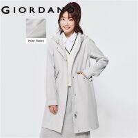 △ GIORDANO Women Jackets Polar Fleece-Lined Hooded Windbreakers 2-Way Open Zipper Windproof Warm Mid Long Casual Jackets 05372675