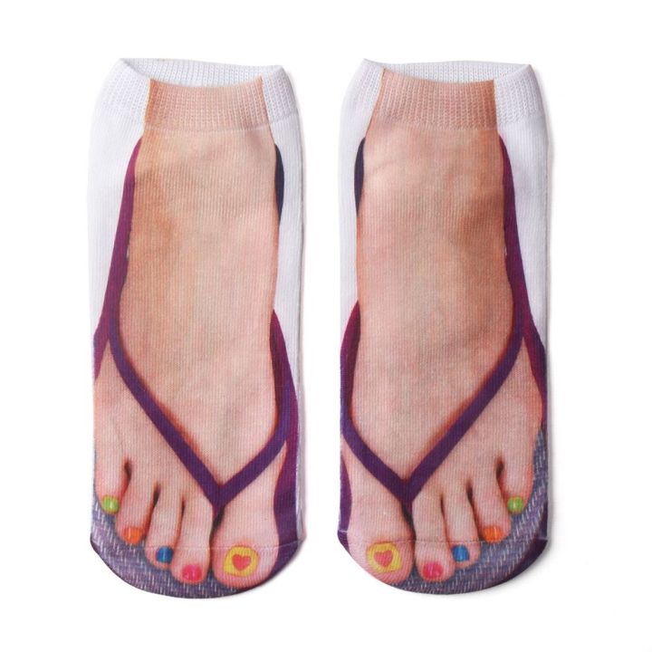 2023-new-fashion-version-douyin-same-style-explosive-3d-printed-flip-flops-socks-creative-fun-spoof-tricky-fun-couple-socks-net-red